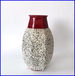 Grand vase Art Déco en céramique à émail crispé Paul Milet à Sèvres, années 30 Grand vase Art Déco en céramique à émail crispé Paul Milet à Sèvres, années 30