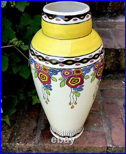 Grand vase CHARLES CATTEAU Tango Art Déco Boch frères Keramis céramique vintage