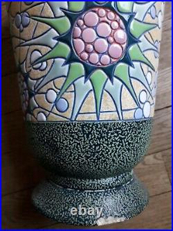 Grand vase IMPERIAL AMPHORA céramique EMAILLEE H 30cm art déco 1 Accident