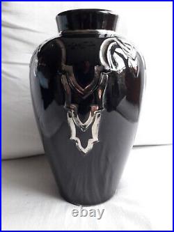 Grand vase art-déco en céramique signé ODYV et numéroté 503