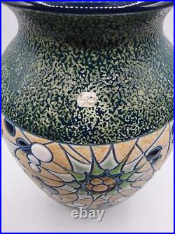 Grand vase céramique crispée et émaux à décor géométrique signé Amphora Art Déco