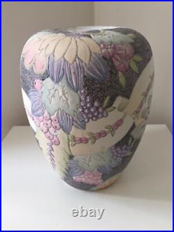 Grand vase en céramique givré décor style art déco Chinois