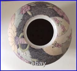 Grand vase en céramique givré décor style art déco Chinois