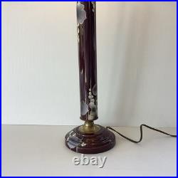 Grande Lampe Floral Art Deco, Japonisant Ceramique Émaillé Fleurs