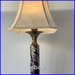 Grande Lampe Floral Art Deco, Japonisant Ceramique Émaillé Fleurs