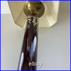 Grande Lampe Floral Art Deco, Japonisant Ceramique Émaillé Fleurs