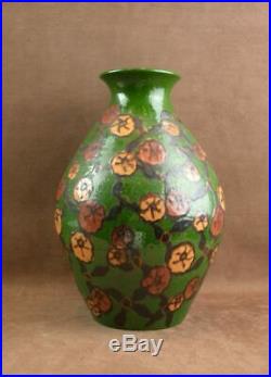 Grande Vase Art Deco Céramique Signe Sispa Emile Simonod Poterie Savoyarde 1930