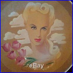 Grande céramique Art Déco Maurice Dard grand plat signé visage femme années 40