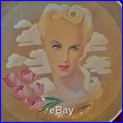 Grande céramique Art Déco Maurice Dard grand plat signé visage femme années 40