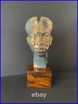 Grande céramique tête indochinois grès flammé Art Déco Indochine 1930 1940