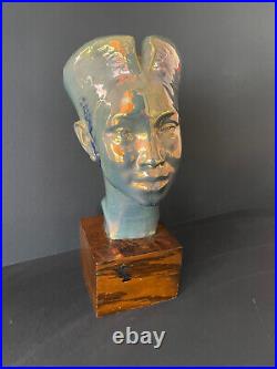 Grande céramique tête indochinois grès flammé Art Déco Indochine 1930 1940