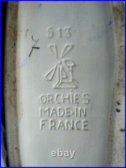 Grande jardinière Art Nouveau ou Déco en céramique signée ORCHIES Les perruches