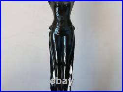 Grande lampe art déco femme en céramique abat-jour éventail en lin Grande lampe art déco femme en céramique abat-jour éventail en lin