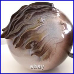 Gros vase en céramique néo-Art Déco signé ELISA made in Spain 227/900