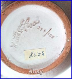 Gros vase en céramique néo-Art Déco signé ELISA made in Spain 227/900