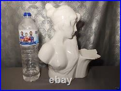Gros vide poche vase sculpture buste de femme en ceramique statue art deco