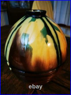 Henri DELCOURT Boulogne. Paire de Vases boule (22 CM) en céramique, Art déco