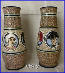Imperial Amphora Vases Ceramique Emaux E. Laget 1930 Art Deco Coiffes Regionnales