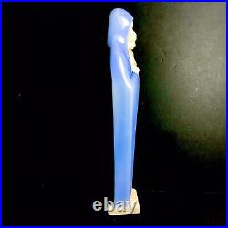 Importante Vierge a l'enfant Art Deco Faïence signé Charles Henne 38 Cm