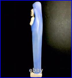 Importante Vierge a l'enfant Art Deco Faïence signé Charles Henne 38 Cm