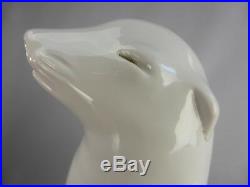 Impressionnante Otarie En Ceramique Blanche 28 CM Sculpture Animaliere Art Deco