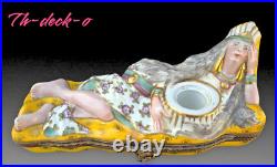Indienne Encrier Boite Porcelaine De Paris Art Deco 1930 Inkwell Box Aladin