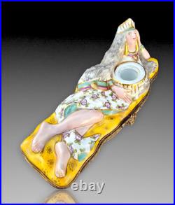 Indienne Encrier Boite Porcelaine De Paris Art Deco 1930 Inkwell Box Aladin