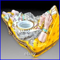 Indienne Encrier Boite Porcelaine De Paris Art Deco 1930 Inkwell Box Aladin