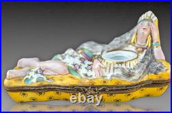 Indienne Encrier Boite Porcelaine De Paris Art Deco 1930 Inkwell Box Aladin
