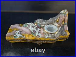 Indienne Encrier Boite Porcelaine De Paris Art Deco 1930 Inkwell Box Aladin