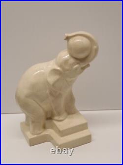 JOLI SUJET ELEPHANT CERAMIQUE ART DECO CRAQUELEE signé FONTINELLE COLLECTION D