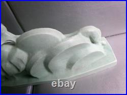 LEJAN ceramique craquelée Femme au levrier longueur 51 cm Art deco LEJAN ceramique craquelée Femme au levrier longueur 51 cm Art deco
