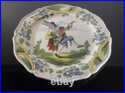 LES ISLETTES ASSIETTE PLAT FAÏENCE CÉRAMIQUE POLYCHROME SIGNE COLECTION art deco