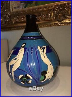 LONGWY PRIMAVERA Vase en céramique tamponnée. Art Déco