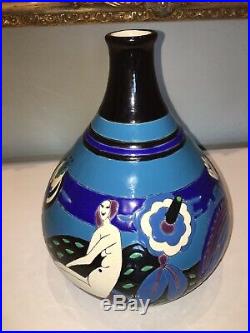 LONGWY PRIMAVERA Vase en céramique tamponnée. Art Déco