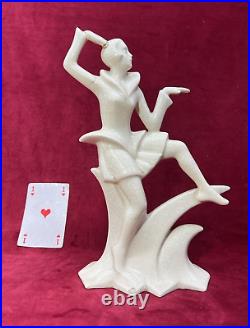 Lady Women Crackle Glaze Sculpture Statue Femme Craquele Art Deco Egyptomanie