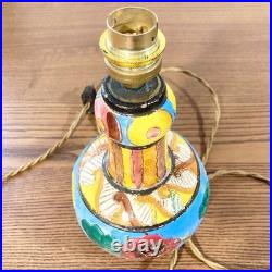 Lampe Art Déco en Céramique Signée Deruta Italie Circa 1930 Décor Floral