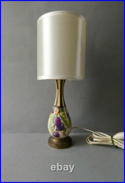 Lampe Art Deco en céramique à décor de fruits, de prunes, 1940