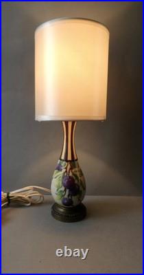 Lampe Art Deco en céramique à décor de fruits, de prunes, 1940