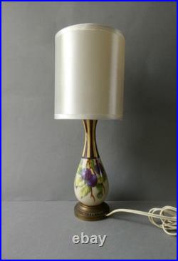 Lampe Art Deco en céramique à décor de fruits, de prunes, 1940