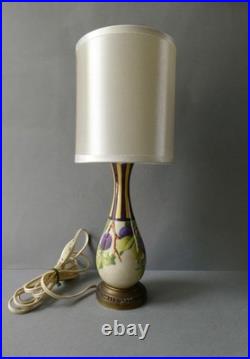 Lampe Art Deco en céramique à décor de fruits, de prunes, 1940