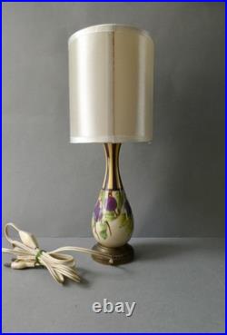 Lampe Art Deco en céramique à décor de fruits, de prunes, 1940