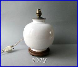 Lampe Art Deco, pied boule en céramique craquelée, années 40-50