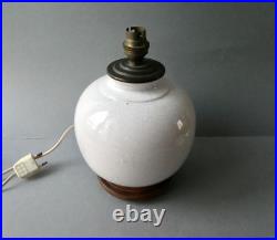 Lampe Art Deco, pied boule en céramique craquelée, années 40-50