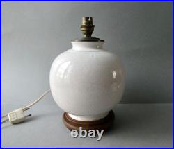 Lampe Art Deco, pied boule en céramique craquelée, années 40-50