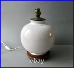 Lampe Art Deco, pied boule en céramique craquelée, années 40-50
