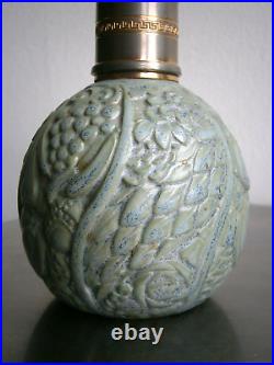 Lampe Berger Art Déco Grès émaillé décor Fleur Fruit stylisé 1930 Ancien