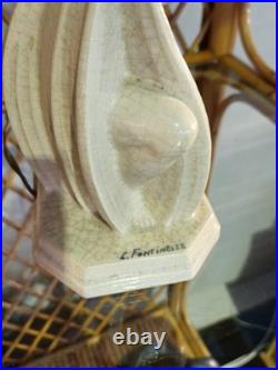 Lampe Céramique Art Déco 1930 Modèle Femme Signé Fontinelle