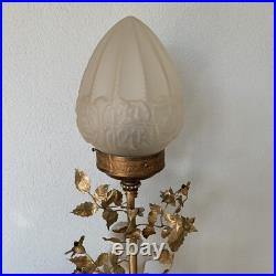 Lampe Globe Art Déco Verre Satiné PuttoBlanc Céramique Ancien Lampe Globe Art Déco Verre Satiné PuttoBlanc Céramique Ancien