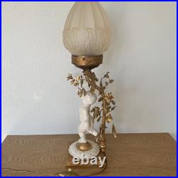 Lampe Globe Art Déco Verre Satiné PuttoBlanc Céramique Ancien Lampe Globe Art Déco Verre Satiné PuttoBlanc Céramique Ancien